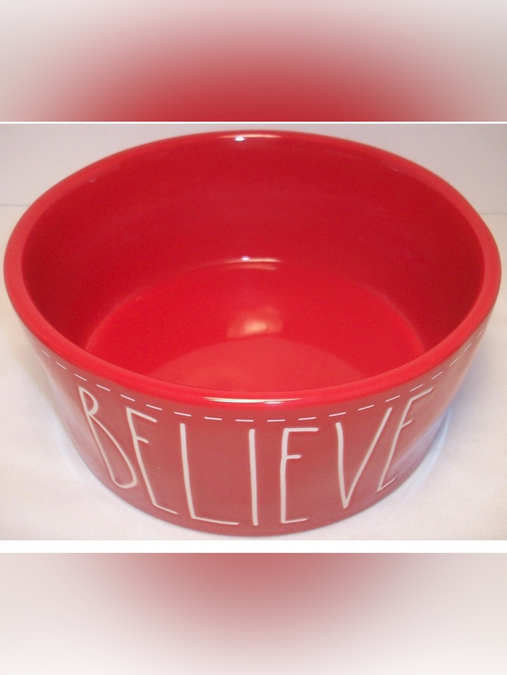 Rae Dunn BELIEVE Red Holiday Ceramic Bowl Christmas Decor